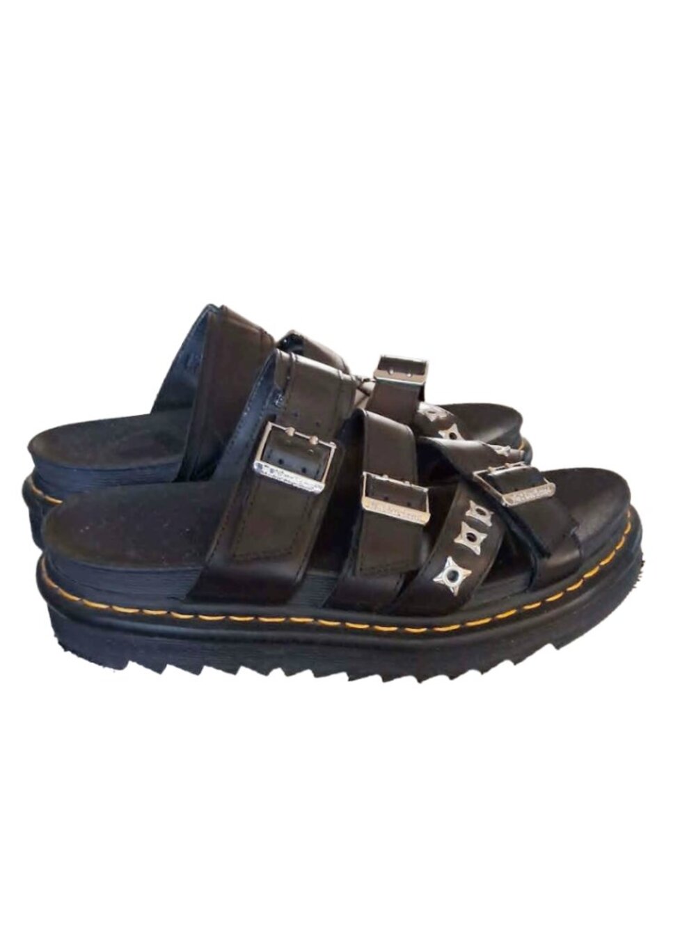 Black Women's Triple-Strap Platform Slide Sandals